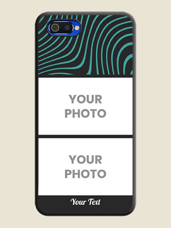 Custom Wave Pattern with 2 Image Holder on Space Black Personalized Soft Matte Phone Covers - Oppo A1k - alternate view