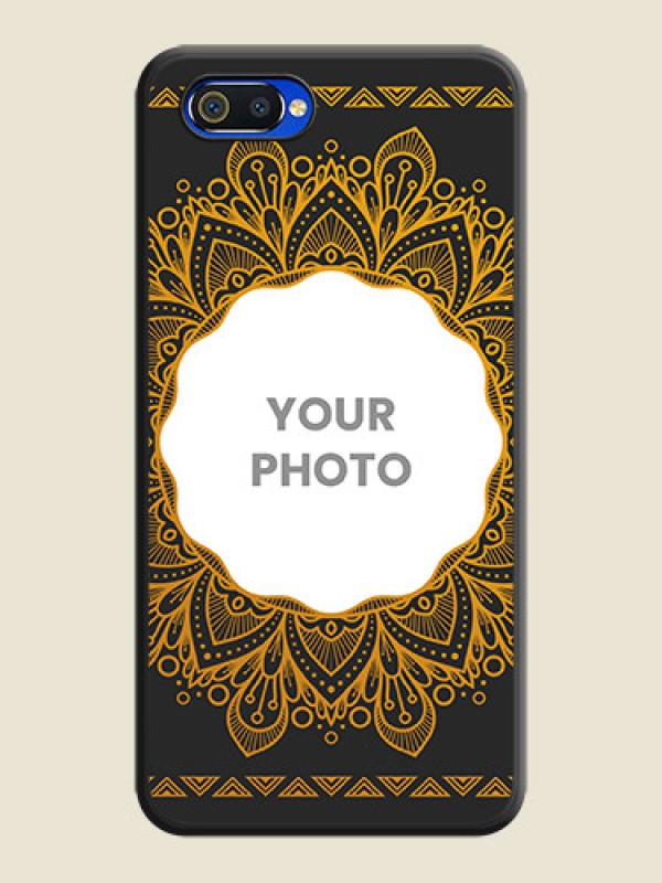 Custom Round Image with Floral Design on Photo on Space Black Soft Matte Mobile Cover - Oppo A1k - alternate view