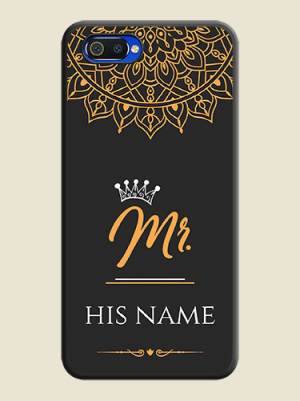 Custom Mr Name with Floral Design  on Personalised Space Black Soft Matte Cases - Oppo A1k - alternate view