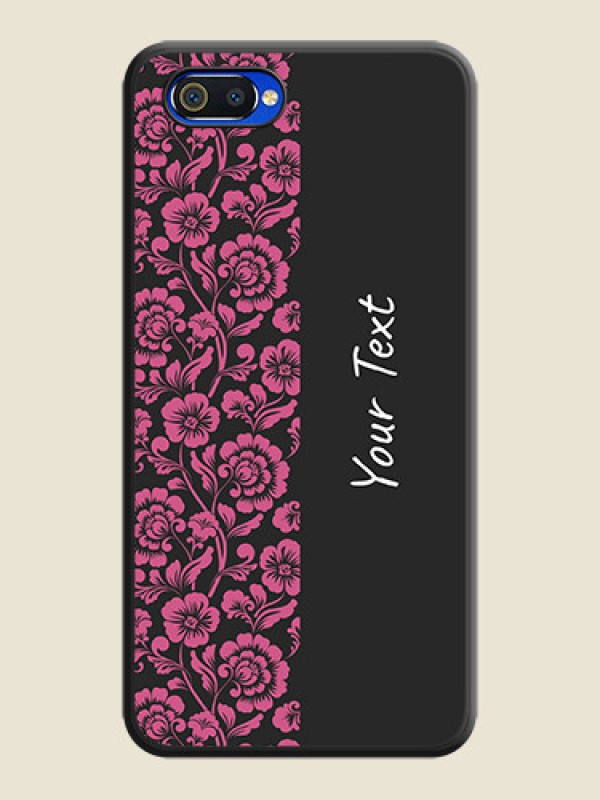 Custom Pink Floral Pattern Design With Custom Text On Space Black Personalized Soft Matte Phone Covers -Oppo A1K - alternate view