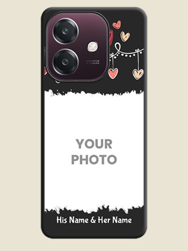 Custom Pink Love Hangings with Name On Space Black Custom Soft Matte Mobile Back Cover - Oppo A3 5G - alternate view