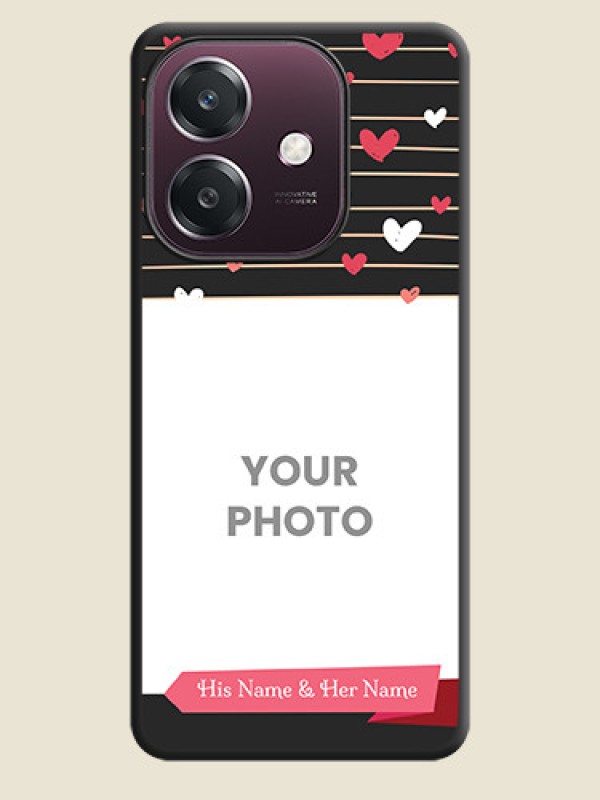 Custom Love Pattern with Name on Pink Ribbon on Photo On Space Black Custom Soft Matte Mobile Back Cover - Oppo A3 5G - alternate view