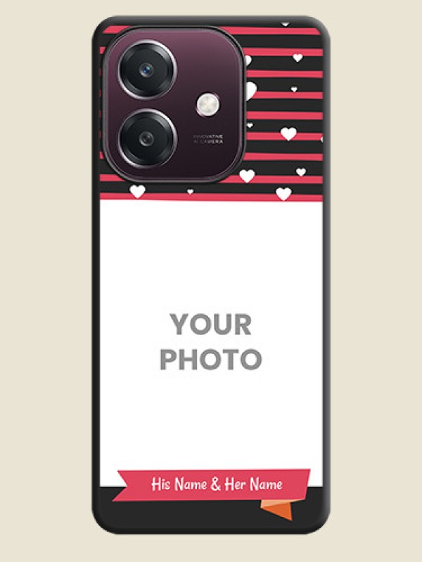 Custom White Color Love Symbols with Pink Lines Pattern On Space Black Custom Soft Matte Mobile Back Cover - Oppo A3 5G - alternate view