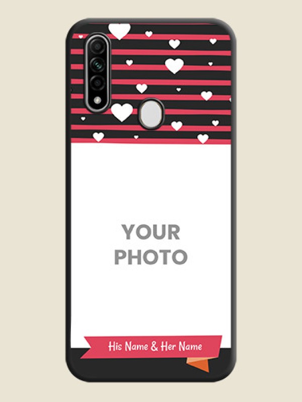 Custom White Color Love Symbols with Pink Lines Pattern on Space Black Custom Soft Matte Phone Cases - Oppo A31 - alternate view