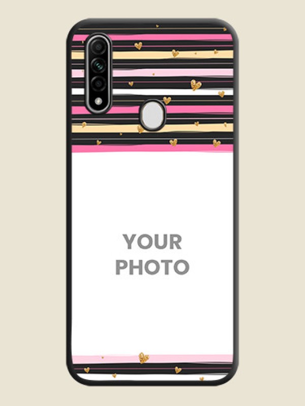 Custom Multicolor Lines and Golden Love Symbols Design - Photo on Space Black Soft Matte Mobile Cover - Oppo A31 - alternate view