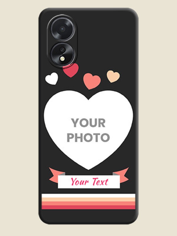 Custom Love Shaped Photo with Colorful Stripes on Personalised Space Black Soft Matte Cases - Oppo A38 - alternate view
