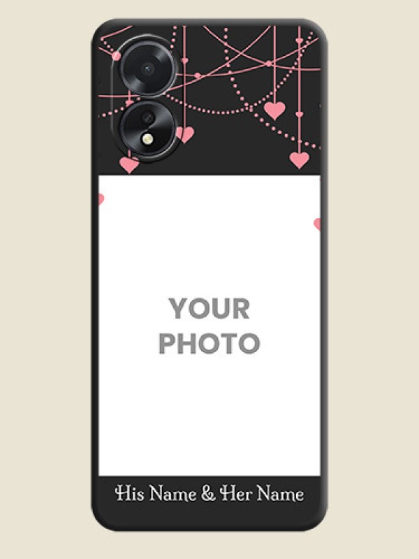 Custom Pink Love Hangings with Text on Space Black Custom Soft Matte Back Cover - Oppo A38 - alternate view