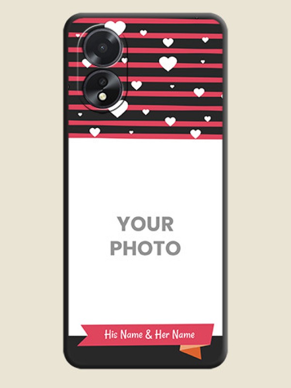 Custom White Color Love Symbols with Pink Lines Pattern on Space Black Custom Soft Matte Phone Cases - Oppo A38 - alternate view