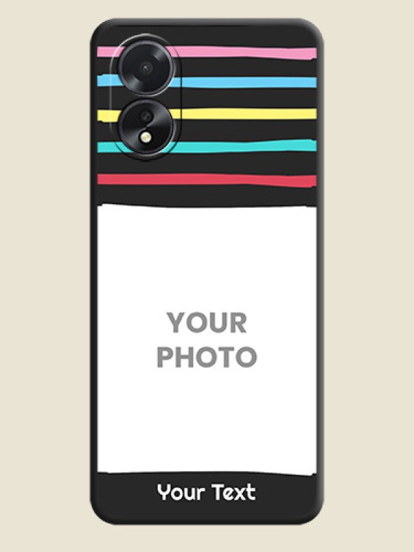 Custom Multicolor Lines with Image on Space Black Personalized Soft Matte Phone Covers - Oppo A38 - alternate view