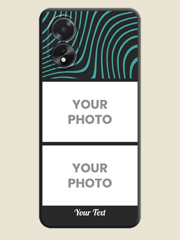 Custom Wave Pattern with 2 Image Holder on Space Black Personalized Soft Matte Phone Covers - Oppo A38 - alternate view