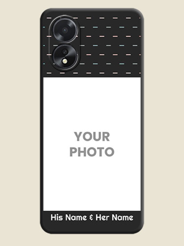 Custom Line Pattern Design with Text on Space Black Custom Soft Matte Phone Back Cover - Oppo A38 - alternate view