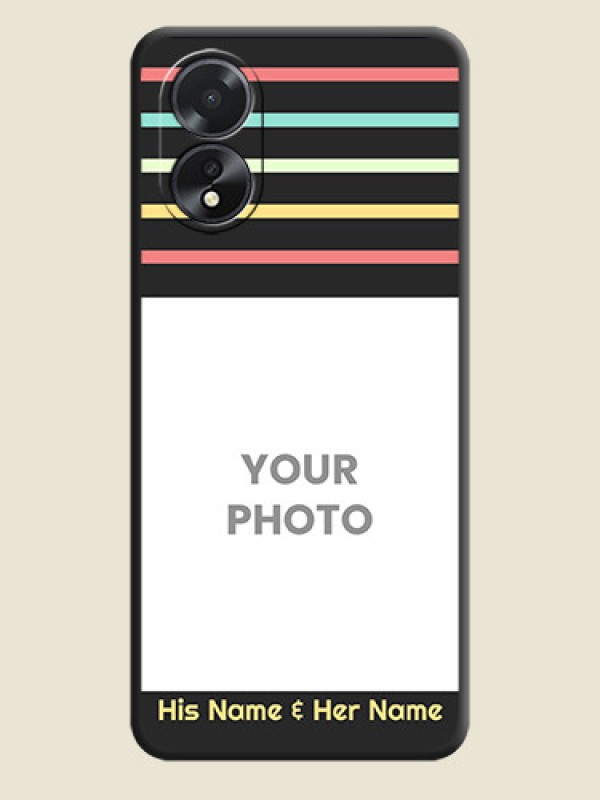 Custom Color Stripes with Photo and Text - Photo on Space Black Soft Matte Mobile Case - Oppo A38 - alternate view
