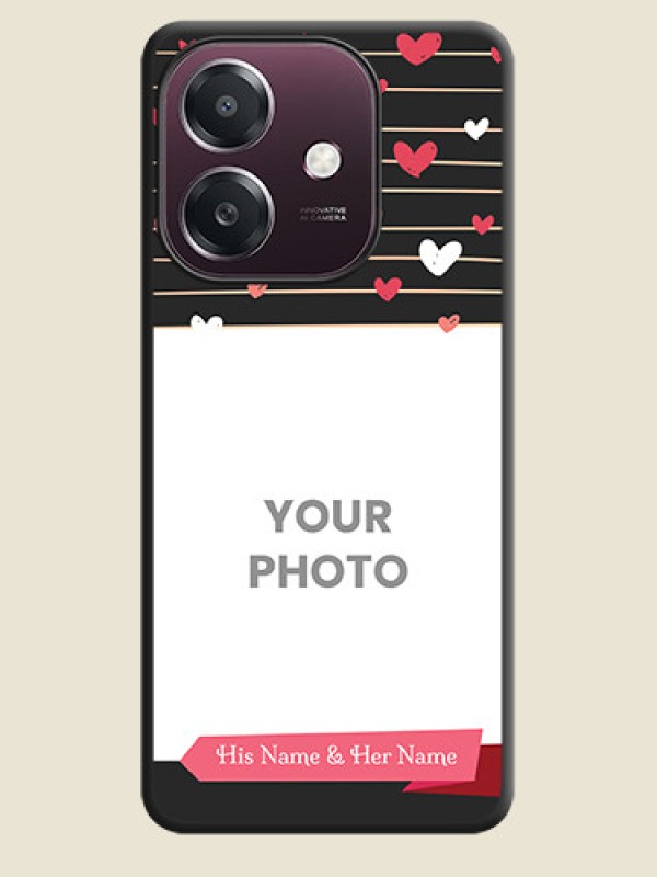 Custom Love Pattern with Name on Pink Ribbon on Photo On Space Black Custom Soft Matte Mobile Back Cover - Oppo A3X 4G - alternate view