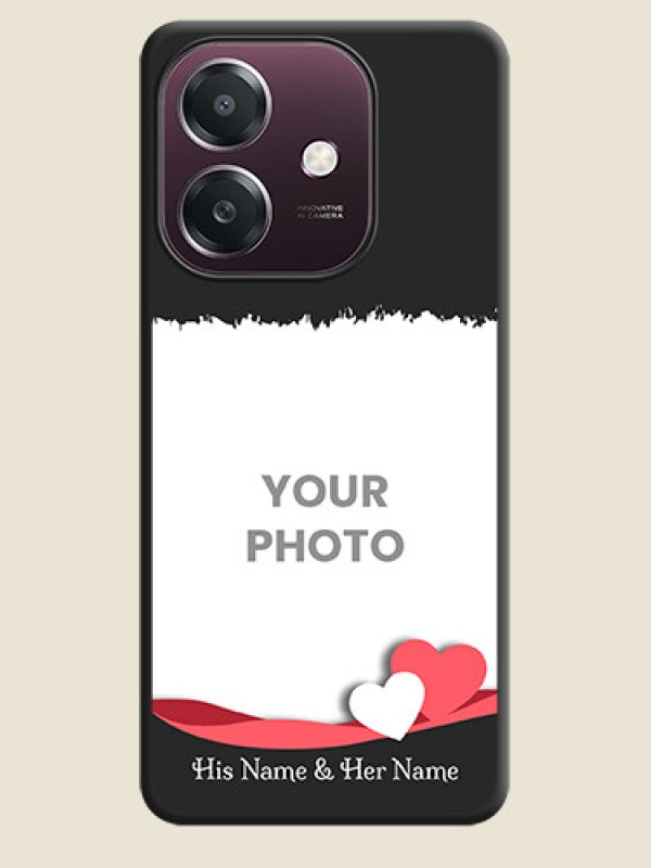 Custom Pin Color Love Shaped Ribbon Design with Text On Space Black Custom Soft Matte Mobile Back Cover - Oppo A3X 4G - alternate view