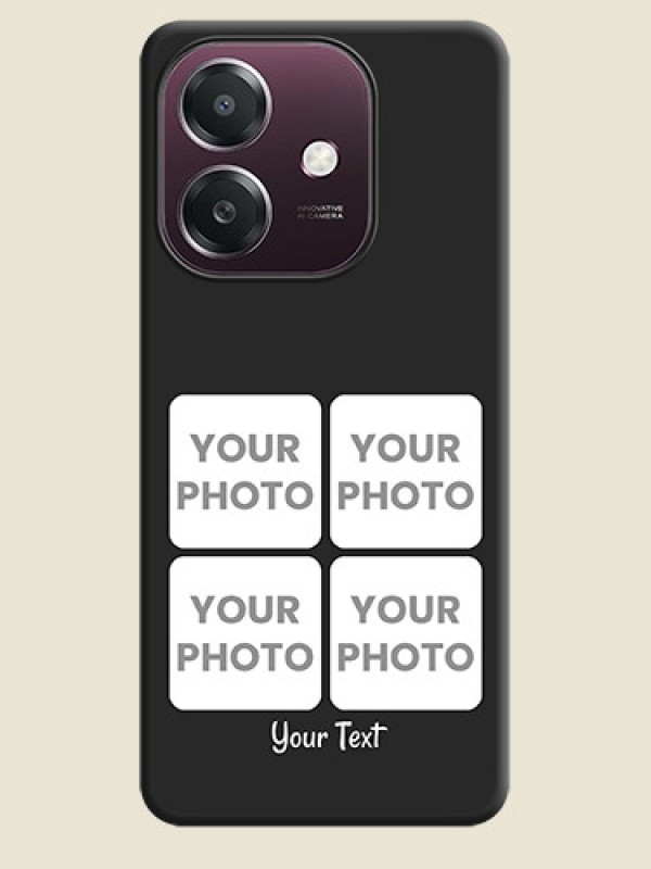 Custom Floral Art with 6 Image Holder on Photo On Space Black Custom Soft Matte Mobile Back Cover - Oppo A3X 4G - alternate view