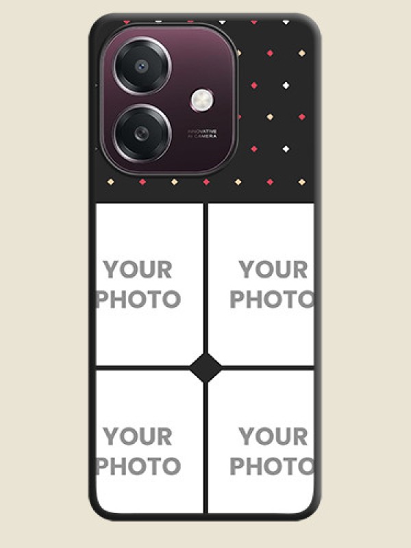 Custom Multicolor Dotted Pattern with 4 Image Holder On Space Black Custom Soft Matte Mobile Back Cover - Oppo A3X 4G - alternate view