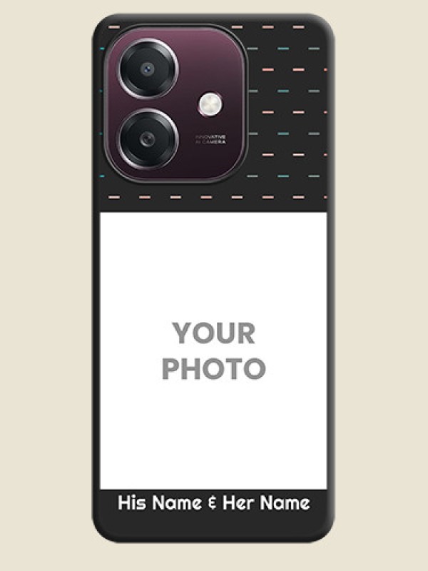 Custom Line Pattern Design with Text On Space Black Custom Soft Matte Mobile Back Cover - Oppo A3X 4G - alternate view