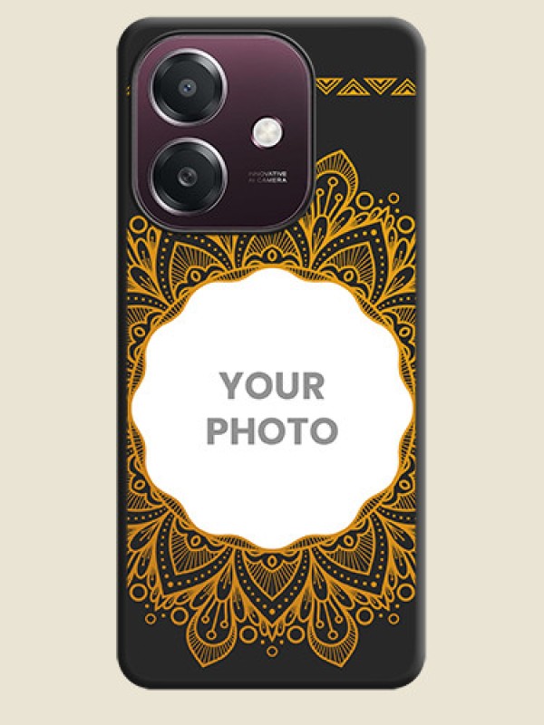 Custom Round Image with Floral Design On Space Black Custom Soft Matte Mobile Back Cover - Oppo A3X 4G - alternate view