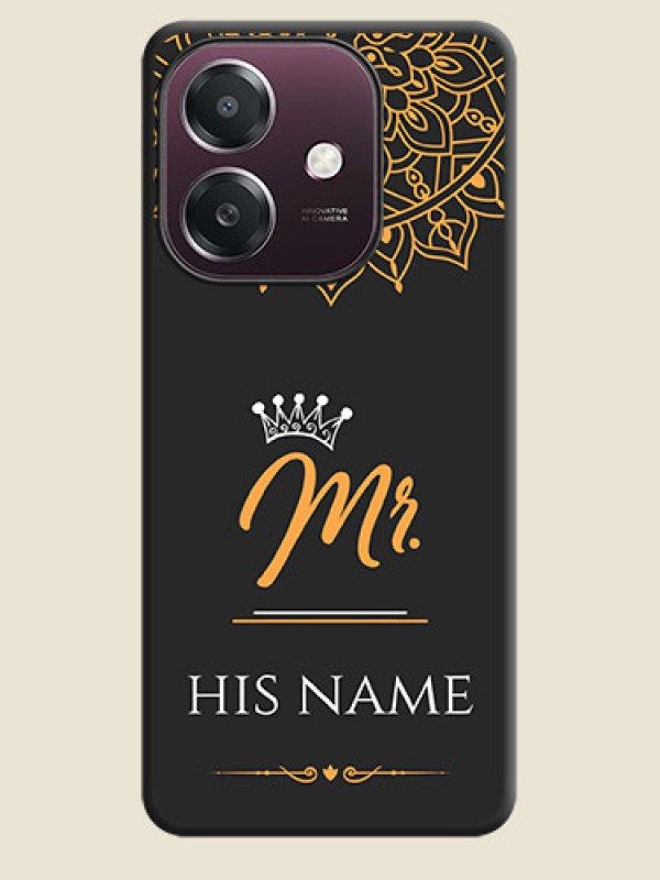 Custom Mr Name with Floral Design On Space Black Custom Soft Matte Mobile Back Cover - Oppo A3X 4G - alternate view