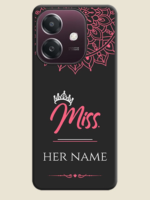 Custom Mrs Name with Floral Design On Space Black Custom Soft Matte Mobile Back Cover - Oppo A3X 4G - alternate view