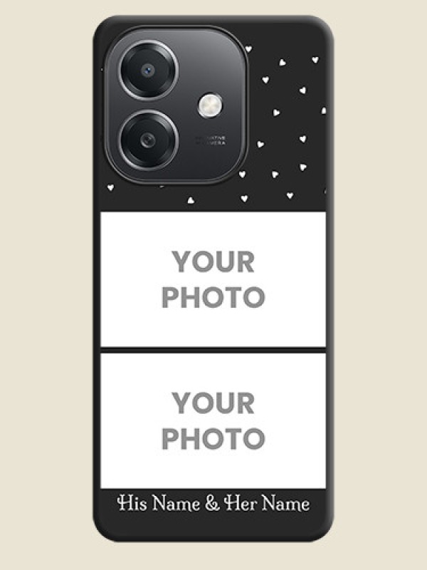 Custom Miniature Love Symbols with Name On Space Black Custom Soft Matte Mobile Back Cover - Oppo A3X 5G - alternate view