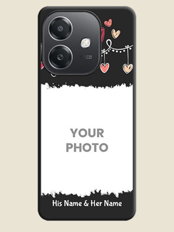 Custom Pink Love Hangings with Name On Space Black Custom Soft Matte Mobile Back Cover - Oppo A3X 5G - alternate view