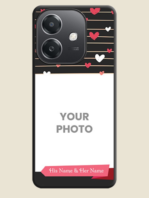 Custom Love Pattern with Name on Pink Ribbon on Photo On Space Black Custom Soft Matte Mobile Back Cover - Oppo A3X 5G - alternate view