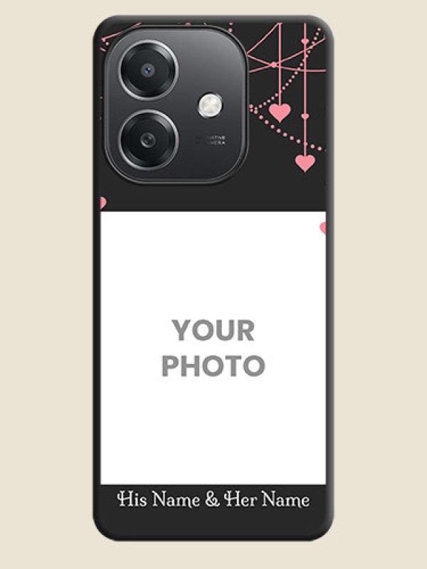 Custom Pink Love Hangings with Text On Space Black Custom Soft Matte Mobile Back Cover - Oppo A3X 5G - alternate view