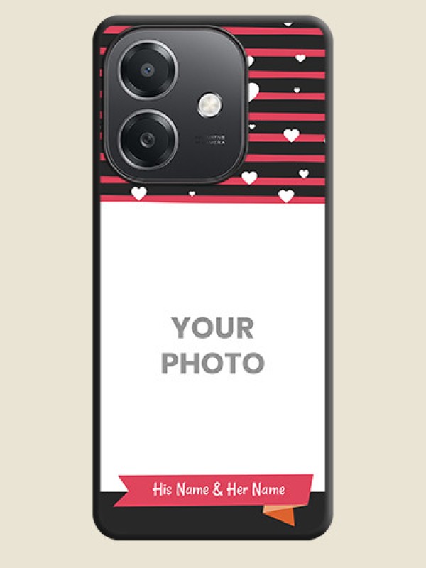 Custom White Color Love Symbols with Pink Lines Pattern On Space Black Custom Soft Matte Mobile Back Cover - Oppo A3X 5G - alternate view