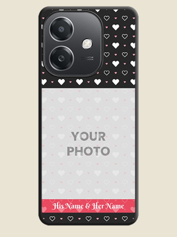 Custom White Color Love Symbols with Text Design on Photo On Space Black Custom Soft Matte Mobile Back Cover - Oppo A3X 5G - alternate view