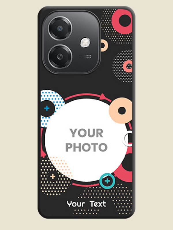 Custom Multicoloured Round Image On Space Black Custom Soft Matte Mobile Back Cover - Oppo A3X 5G - alternate view