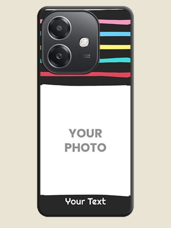 Custom Multicolor Lines with Image On Space Black Custom Soft Matte Mobile Back Cover - Oppo A3X 5G - alternate view
