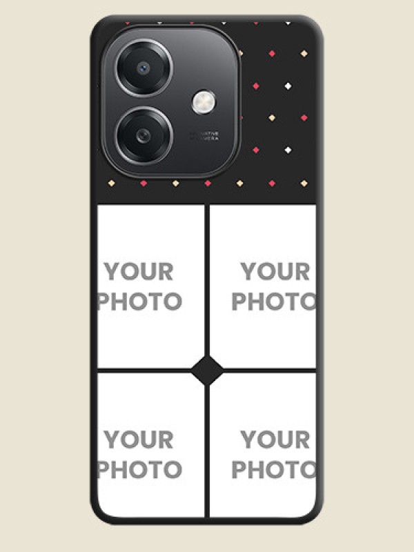 Custom Multicolor Dotted Pattern with 4 Image Holder On Space Black Custom Soft Matte Mobile Back Cover - Oppo A3X 5G - alternate view