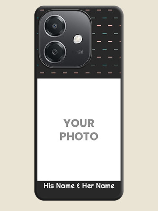 Custom Line Pattern Design with Text On Space Black Custom Soft Matte Mobile Back Cover - Oppo A3X 5G - alternate view