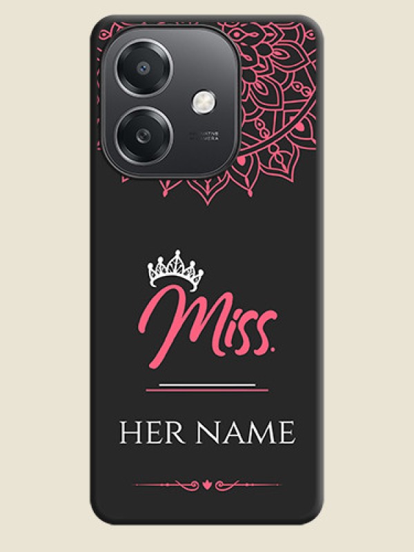 Custom Mrs Name with Floral Design On Space Black Custom Soft Matte Mobile Back Cover - Oppo A3X 5G - alternate view