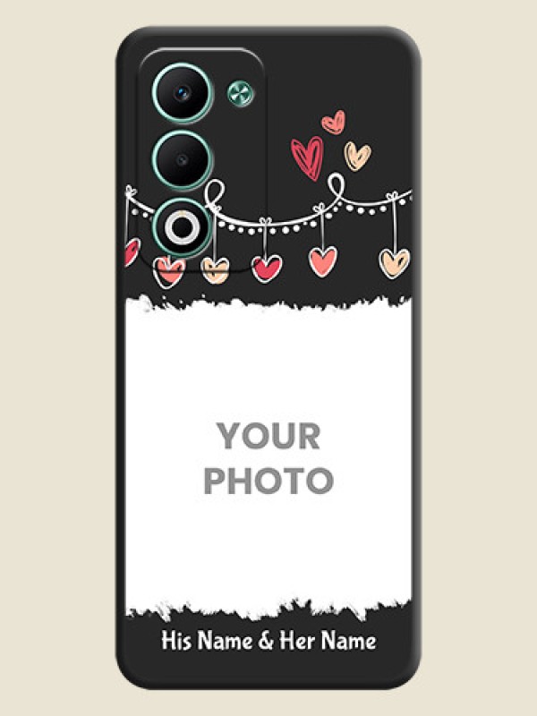 Custom Pink Love Hangings with Name On Space Black Custom Soft Matte Mobile Back Cover - Oppo A5 5G - alternate view