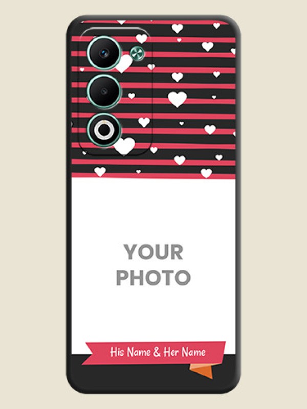 Custom White Color Love Symbols with Pink Lines Pattern On Space Black Custom Soft Matte Mobile Back Cover - Oppo A5 5G - alternate view