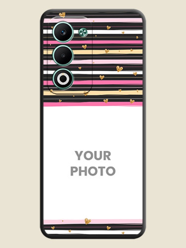 Custom Multicolor Lines and Golden Love Symbols Design on Photo On Space Black Custom Soft Matte Mobile Back Cover - Oppo A5 5G - alternate view