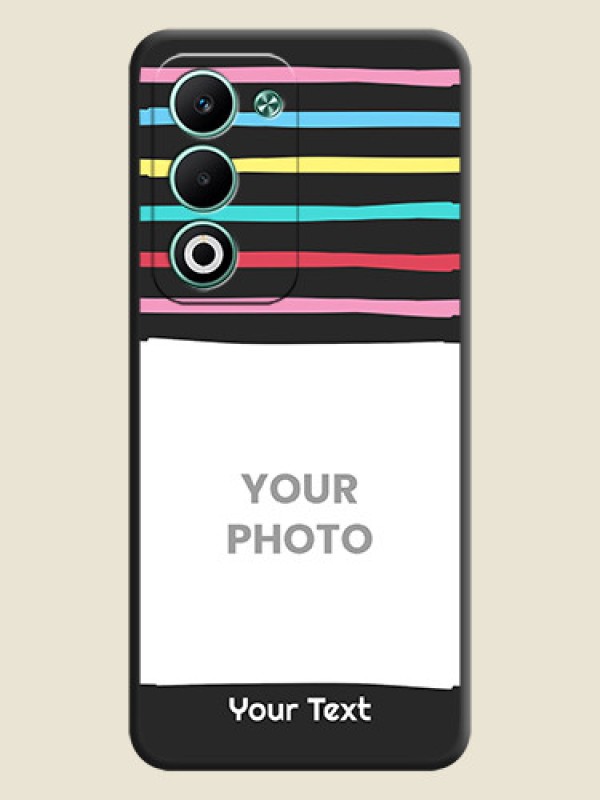 Custom Multicolor Lines with Image On Space Black Custom Soft Matte Mobile Back Cover - Oppo A5 5G - alternate view