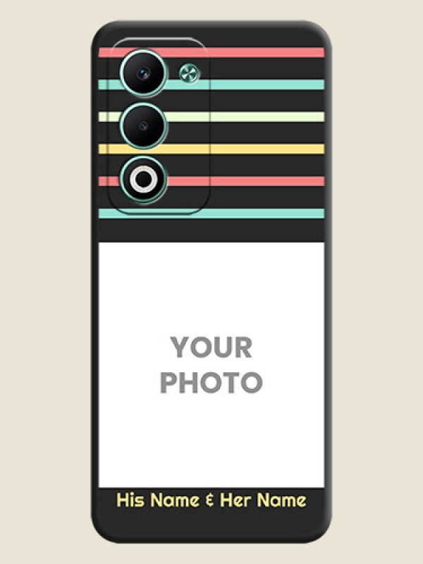 Custom Color Stripes with Photo and Text on Photo On Space Black Custom Soft Matte Mobile Back Cover - Oppo A5 5G - alternate view