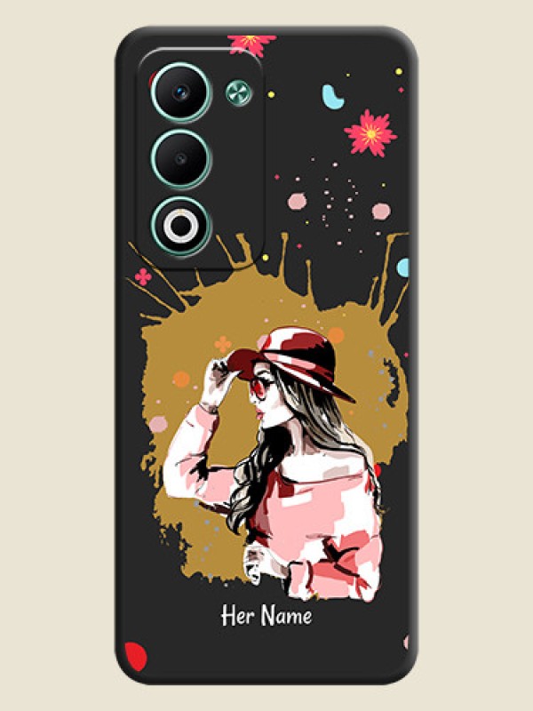 Custom Mordern Lady With Color Splash Background With Custom Text On Space Black Custom Soft Matte Mobile Back Cover - Oppo A5 5G - alternate view