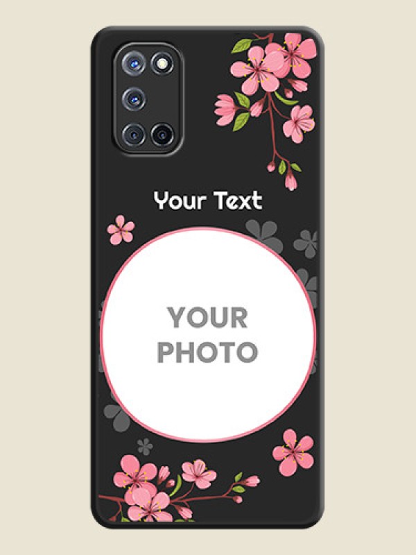 Custom Round Image with Pink Color Floral Design on Photo on Space Black Soft Matte Back Cover - Oppo A52 - alternate view