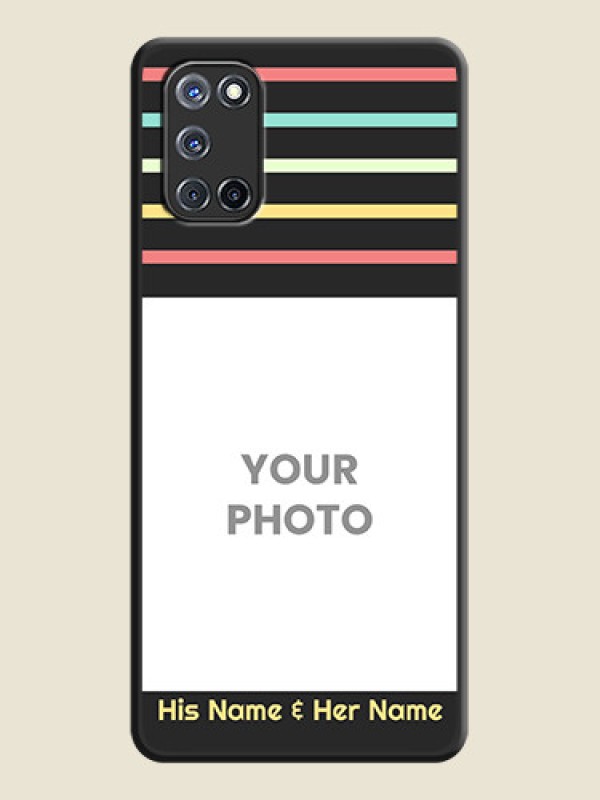 Custom Color Stripes with Photo and Text on Photo on Space Black Soft Matte Mobile Case - Oppo A52 - alternate view