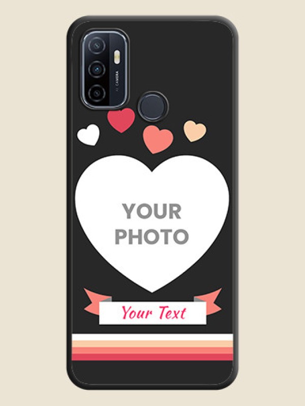 Custom Love Shaped Photo with Colorful Stripes on Personalised Space Black Soft Matte Cases - Oppo A53 2020 - alternate view