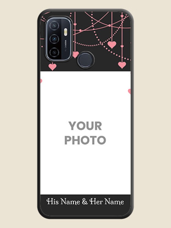 Custom Pink Love Hangings with Text on Space Black Custom Soft Matte Back Cover - Oppo A53 2020 - alternate view