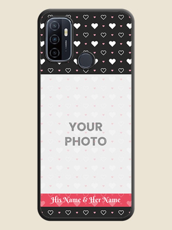 Custom White Color Love Symbols with Text Design on Photo on Space Black Soft Matte Phone Cover - Oppo A53 2020 - alternate view
