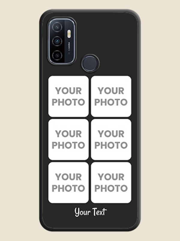 Custom Floral Art with 6 Image Holder on Photo on Space Black Soft Matte Mobile Case - Oppo A53 2020 - alternate view