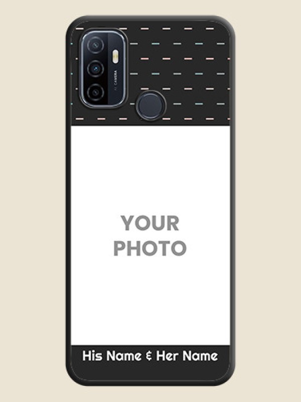 Custom Line Pattern Design with Text on Space Black Custom Soft Matte Phone Back Cover - Oppo A53 2020 - alternate view