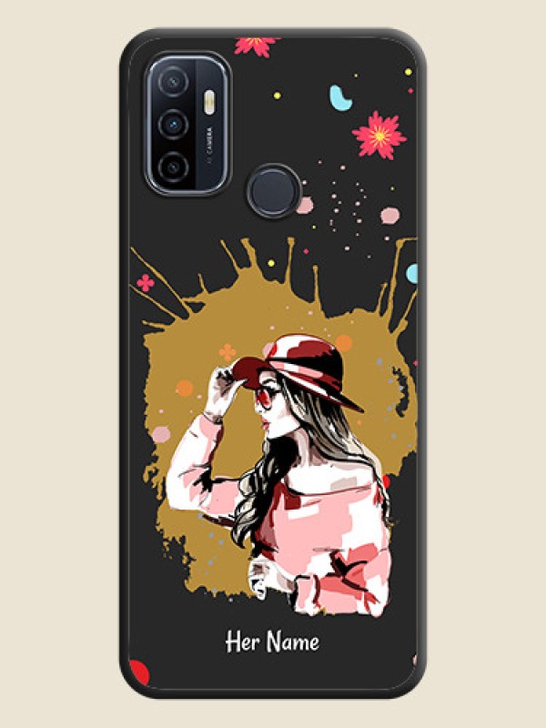 Custom Mordern Lady With Color Splash Background With Custom Text On Space Black Personalized Soft Matte Phone Covers -Oppo A53 - alternate view