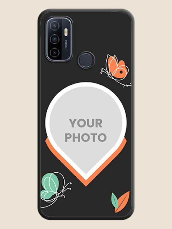 Custom Upload Pic With Simple Butterly Design On Space Black Personalized Soft Matte Phone Covers -Oppo A53 - alternate view